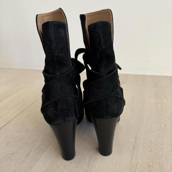 Ulla Johnson Black Aggie Embroidered Booties Suede Leather Size 38 US 7.5 - Picture 3 of 8